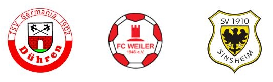 Logo der TSV Germania Dühren e.V. FC Weiler 1946 e.V. SV 1910 Sinsheim e.V.